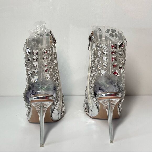 Cattleyas Silver Rhinestone Heel Booties - Picture 6 of 7